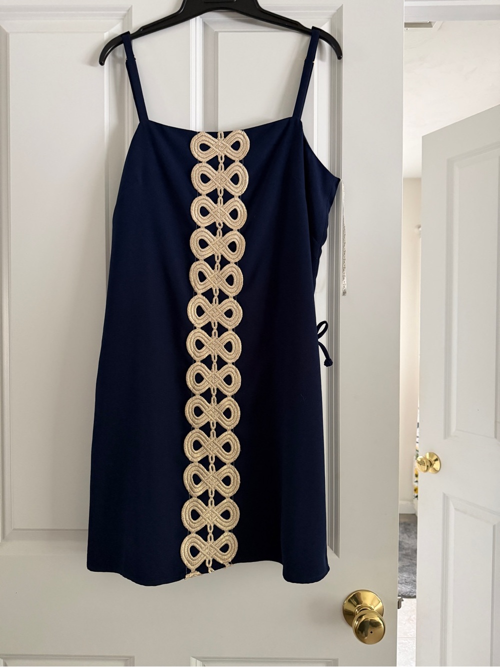 Lilly Pulitzer Navy romper with gold Center Trim